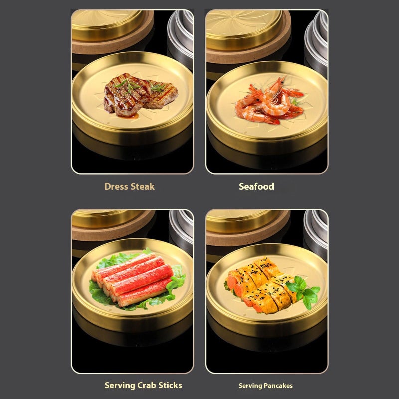 Double Layer Stackable Stainless Steel Food Storage Serving Dish 23 cm Metallic Silver - Image 4
