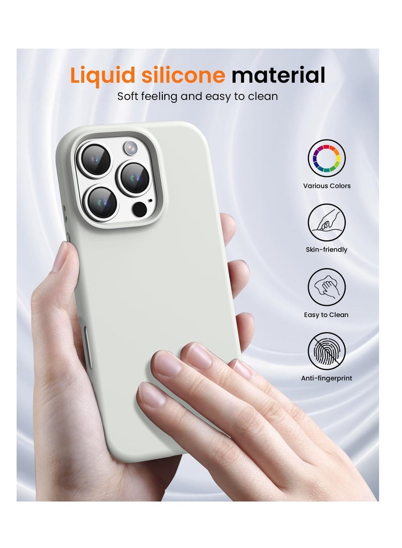 Aookay Compatible with iPhone 16 Pro Max Case, [Silky and Soft Touch Series] Premium Soft Liquid Silicone Rubber Full-Body Protective Bumper Case for iPhone 16 Pro Max (Antique White) - Image 3
