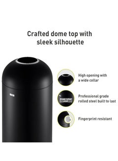 EKO ETERNAL SERIES | Brushed Stainless Steel Finish | Fingerprint-Resistant | Open-Top Commercial Trash Bin | Matte Black | 52L  - Image 3