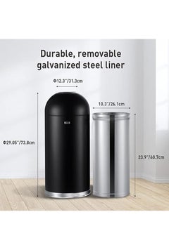 EKO ETERNAL SERIES | Brushed Stainless Steel Finish | Fingerprint-Resistant | Open-Top Commercial Trash Bin | Matte Black | 52L  - Image 4