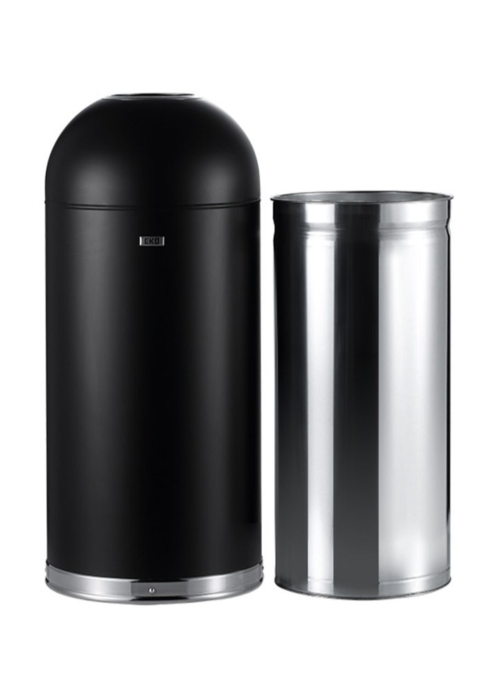 EKO - ETERNAL SERIES | Brushed Stainless Steel Finish | Fingerprint-Resistant | Open-Top Commercial Trash Bin | Matte Black | 52L - Image 1