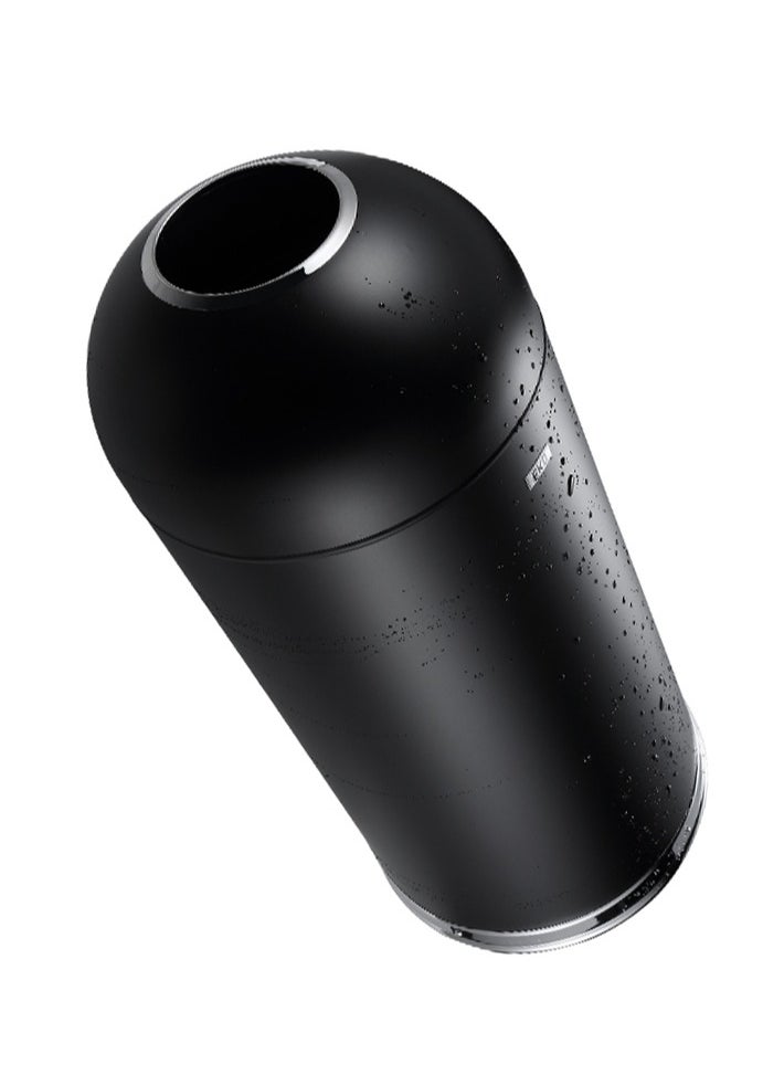 EKO - ETERNAL SERIES | Brushed Stainless Steel Finish | Fingerprint-Resistant | Open-Top Commercial Trash Bin | Matte Black | 52L - Image 1