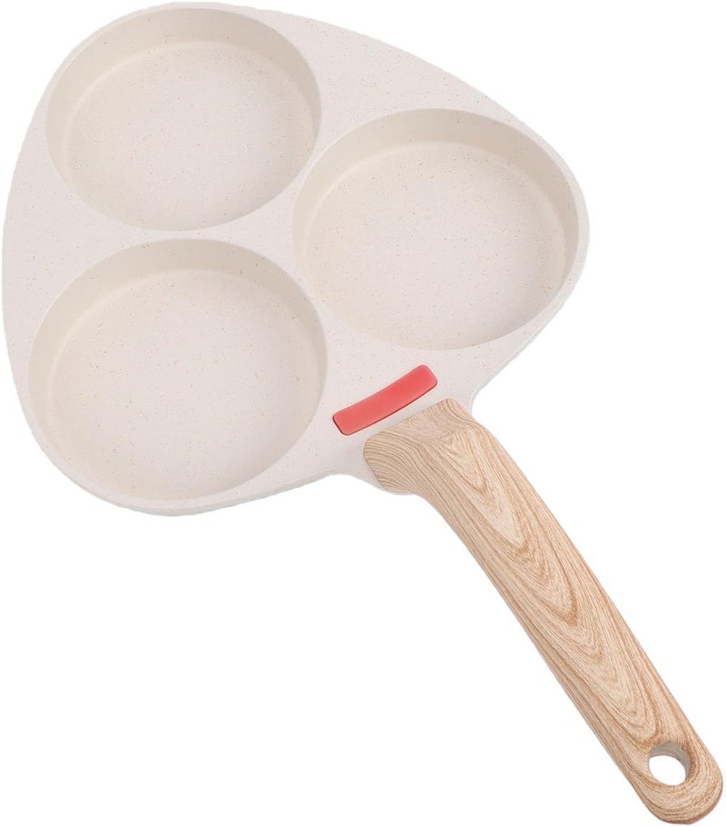 Zerodis Nonstick Frying Pan Skillets Wooden Handle Anti Scalding Breakfast Skillet Even Heating Food Grade Coating Cookware Set for Kitchen Cooking 13.8x7.9in Nonstick Frying Pan 3 Cup - Image 3