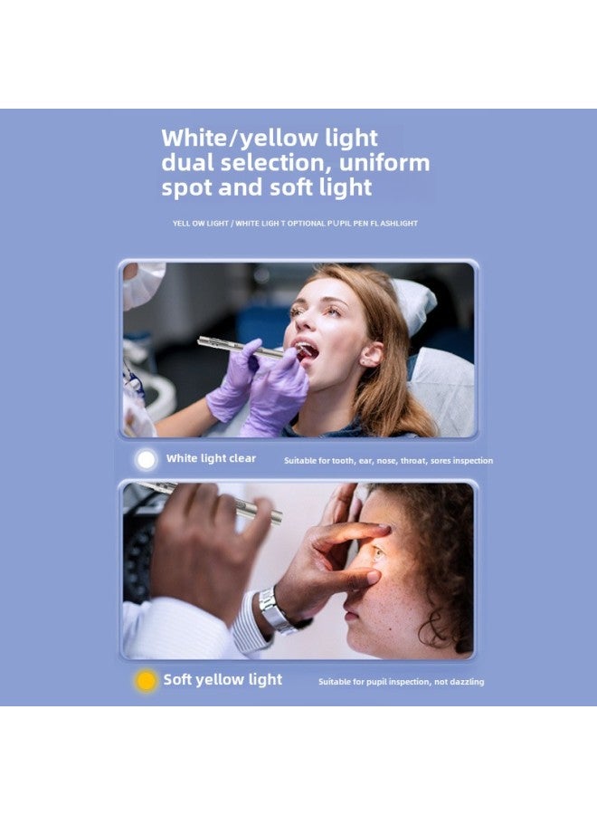 Yellow And White Dual Light Source Medical Flashlight Rechargeable Mini Pupil Pen Lamp Oral Nurse Check ENT Otolaryngology-Product Specifications:Yellow JY-611B-Yellow Light - Image 3
