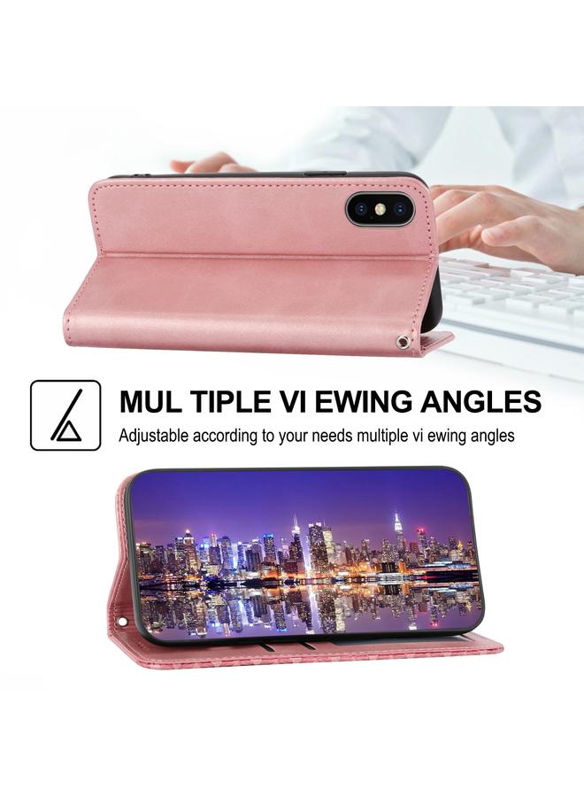 S-TOP Case For iPhone X / XS Cubic Grid Calf Texture Magnetic Closure Leather Phone Case - Image 5