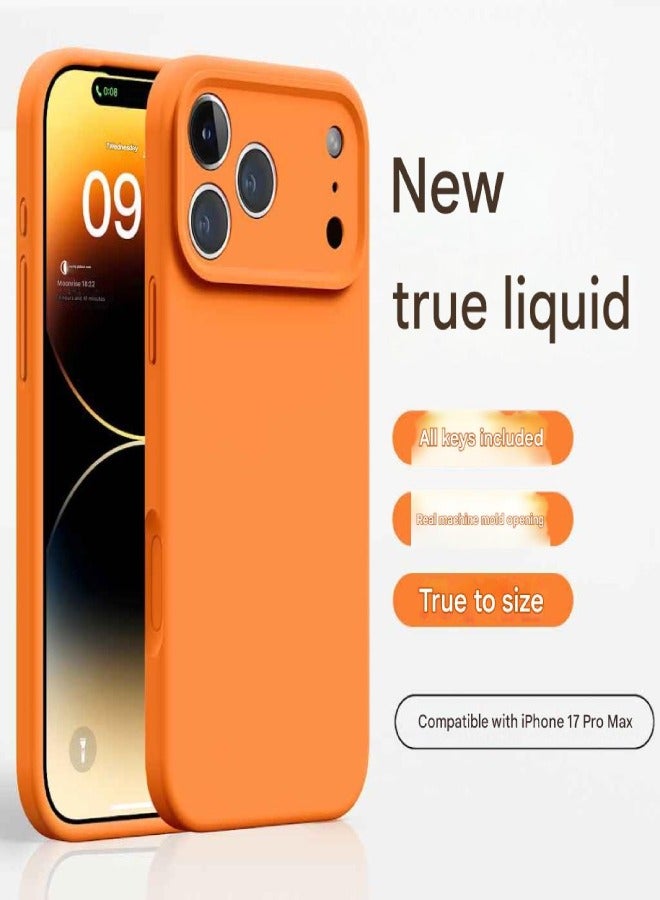 AROAQ iPhone 17 Pro Max Case – Precision Fit Liquid Silicone + PC Protective Cover with Microfiber Lining, Shockproof & Slim , Orange - Image 1
