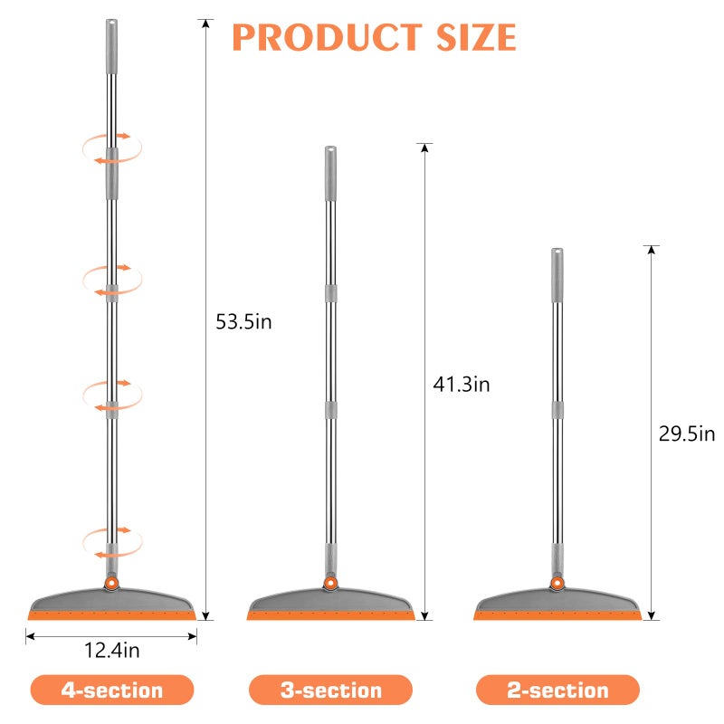 nacena Multifunction Silicone Broom, 54 Inch Long Handle Silicone Floor Squeegee Broom, Sweep and Scrape 2 in 1 Household Cleaning Rubber Broom for Floor, Bathrooms, Kitchens, Showers, Tile, Pet Hair, Glass - Image 2