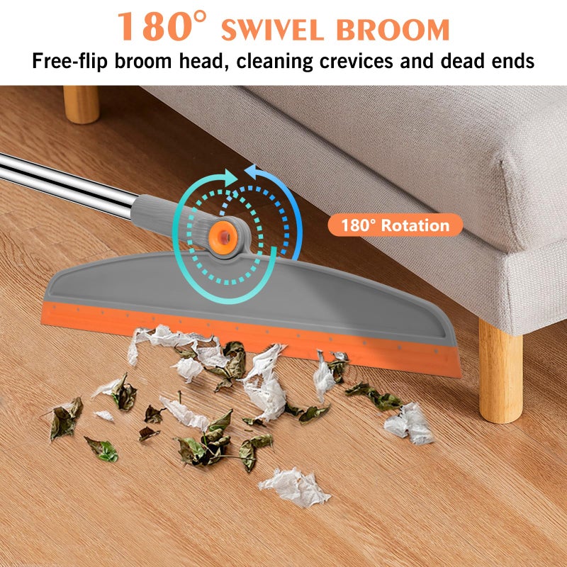 nacena Multifunction Silicone Broom, 54 Inch Long Handle Silicone Floor Squeegee Broom, Sweep and Scrape 2 in 1 Household Cleaning Rubber Broom for Floor, Bathrooms, Kitchens, Showers, Tile, Pet Hair, Glass - Image 4