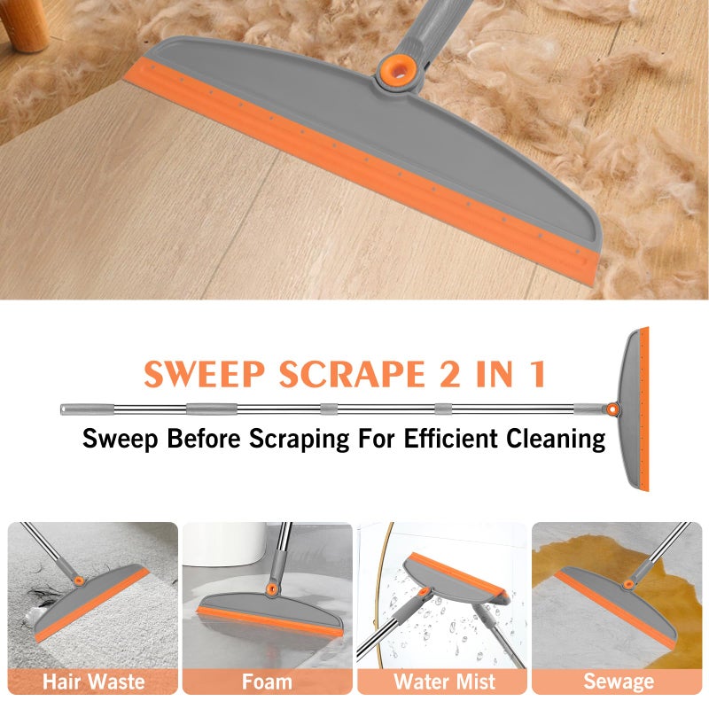 nacena Multifunction Silicone Broom, 54 Inch Long Handle Silicone Floor Squeegee Broom, Sweep and Scrape 2 in 1 Household Cleaning Rubber Broom for Floor, Bathrooms, Kitchens, Showers, Tile, Pet Hair, Glass - Image 3