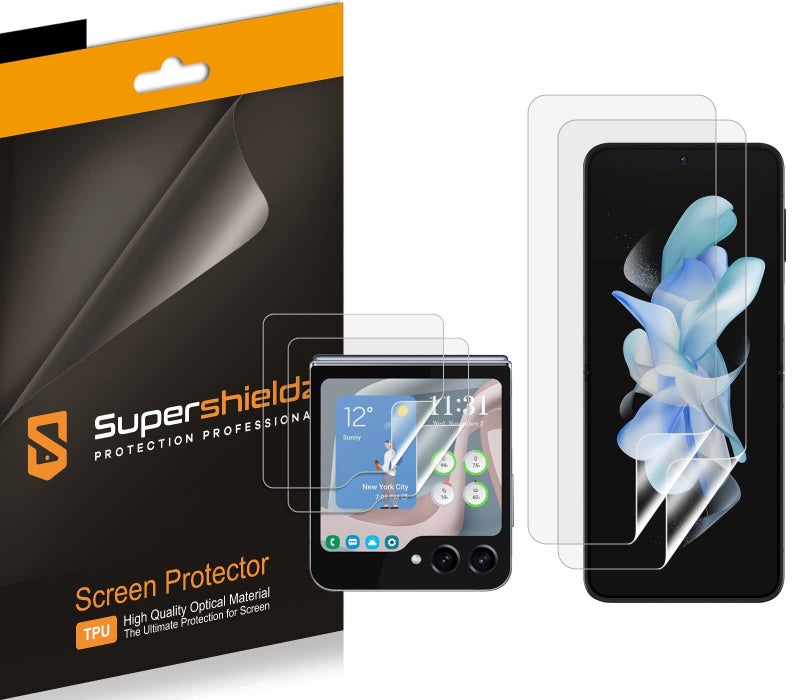 Supershieldz (2 Pack) Designed for Samsung Galaxy Z Flip 5 (2 Main Screen and 2 Front Screen) Screen Protector, High Definition Clear Shield (TPU) - Image 1