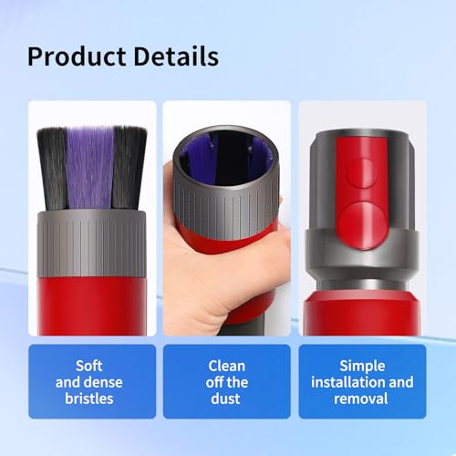 keluke Soft Bristle Dust Brush for Dyson V7 V8 V10 V11 V15 Vacuum Cleaner - Traceless, Scratch free, Self cleaning, Compact Design for Fine Surfaces, Dust Brush Vacuum Attachment - Image 4