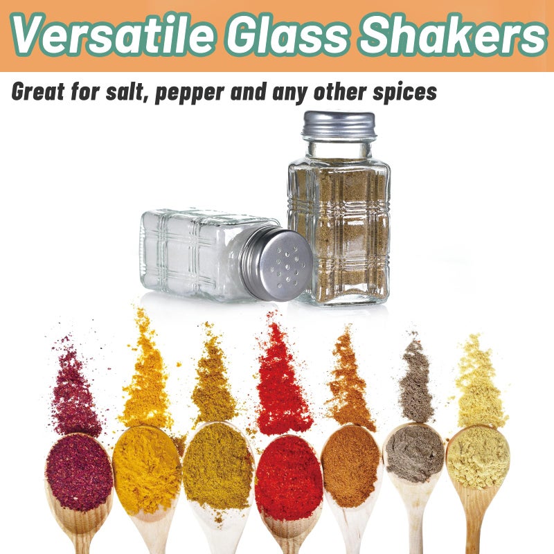 Wongblee 2 Pack Glass Salt and Pepper Shakers Set, Vintage Spice Shakers for Dining Room Table, Kitchen, Restaurant (Plaid Pattern) - Image 4