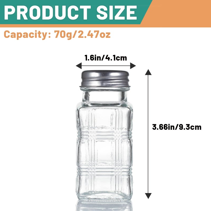 Wongblee 2 Pack Glass Salt and Pepper Shakers Set, Vintage Spice Shakers for Dining Room Table, Kitchen, Restaurant (Plaid Pattern) - Image 2