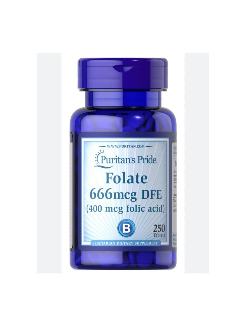 فيتامين puritans pride folate 666 mcg DFE 250 TABLETS