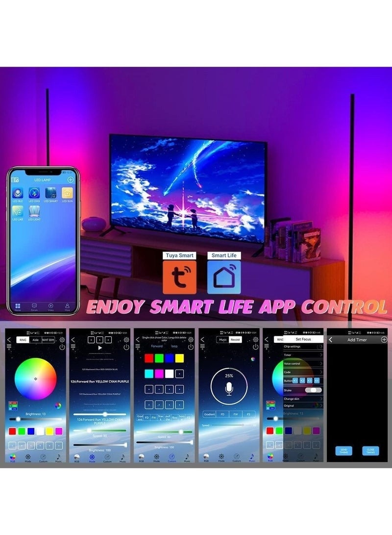 مصباح أرضي زاوية ذكي RGB قابل للتعديل السطوع، مصباح أرضي LED متغير اللون بسيط على الطراز الاسكندنافي، ضوء لديكور غرفة المعيشة، للحفلات - Image 4