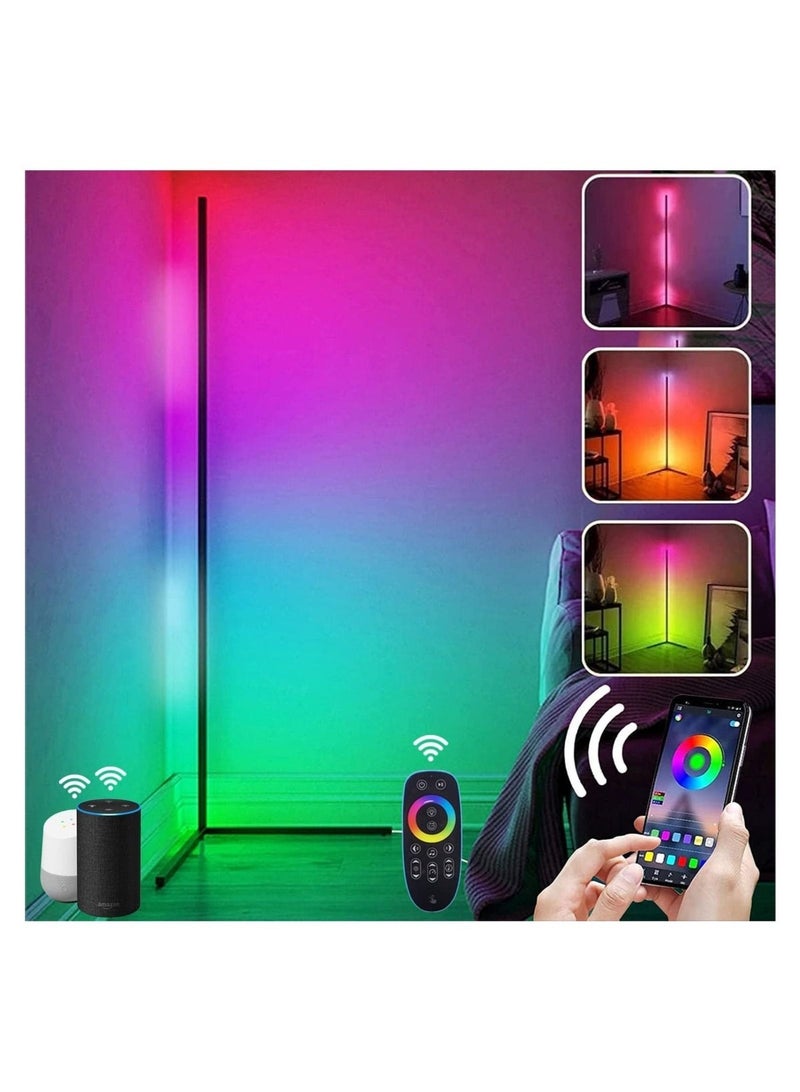 مصباح أرضي زاوية ذكي RGB قابل للتعديل السطوع، مصباح أرضي LED متغير اللون بسيط على الطراز الاسكندنافي، ضوء لديكور غرفة المعيشة، للحفلات - Image 1
