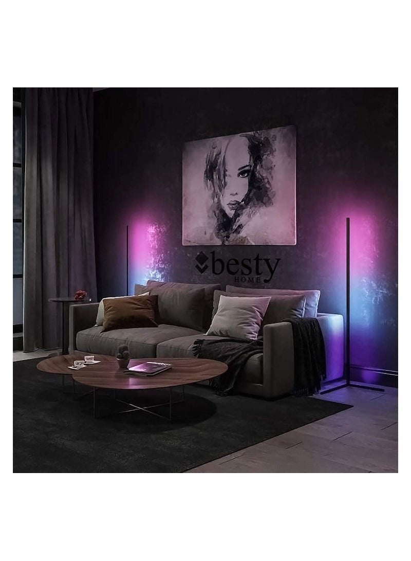 مصباح أرضي زاوية ذكي RGB قابل للتعديل السطوع، مصباح أرضي LED متغير اللون بسيط على الطراز الاسكندنافي، ضوء لديكور غرفة المعيشة، للحفلات - Image 2