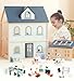 PairPear Large Wooden Dollhouse 3 Story Play House with 64 Pieces Furniture Accessories Garage Pretend Play Family Dollhouse Gift for Kids 3 - Image 2