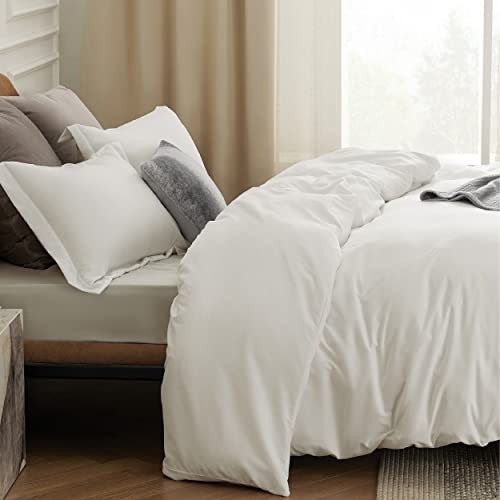 Bedsure Duvet Cover Full Size - Soft Double Brushed Bedding Set for Kids & Adults, Zipper Closure, 3 Pieces, Includes 1 Duvet Cover (80"x90") & 2 Pillow Shams, NO Comforter, Ivory White - Image 4