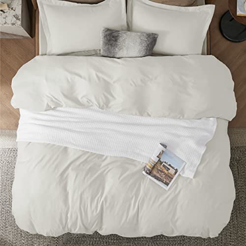 Bedsure Duvet Cover Full Size - Soft Double Brushed Bedding Set for Kids & Adults, Zipper Closure, 3 Pieces, Includes 1 Duvet Cover (80"x90") & 2 Pillow Shams, NO Comforter, Ivory White - Image 3