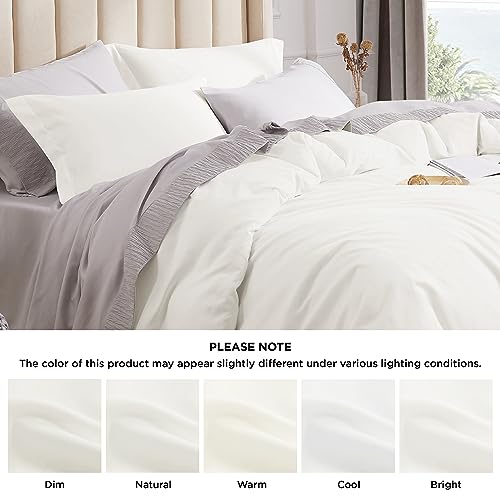 Bedsure Duvet Cover Full Size - Soft Double Brushed Bedding Set for Kids & Adults, Zipper Closure, 3 Pieces, Includes 1 Duvet Cover (80"x90") & 2 Pillow Shams, NO Comforter, Ivory White - Image 5