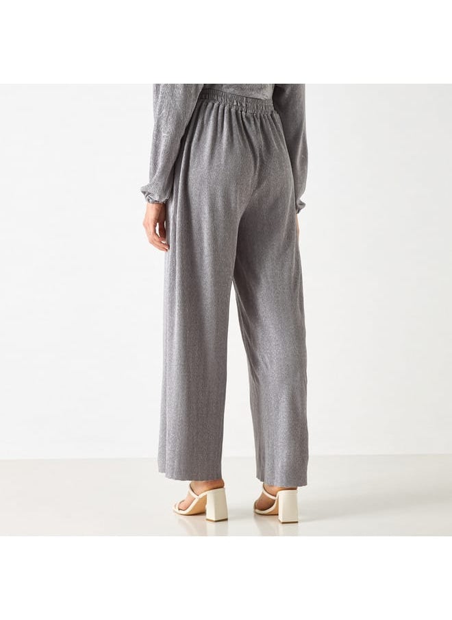 Iconic Iconic Textured Pants with Flexi Waist and Pockets  - Image 3