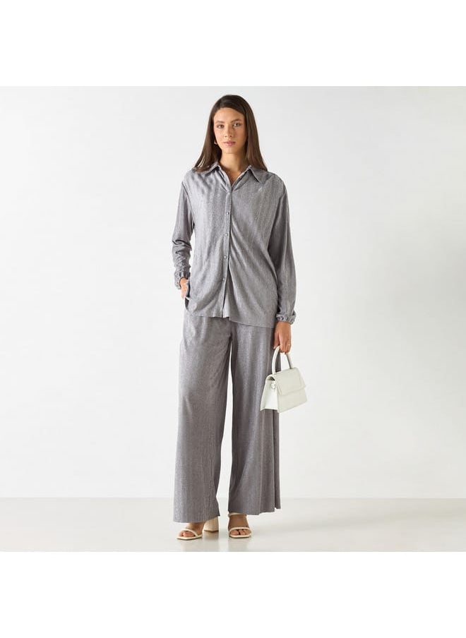 Iconic Iconic Textured Pants with Flexi Waist and Pockets  - Image 2