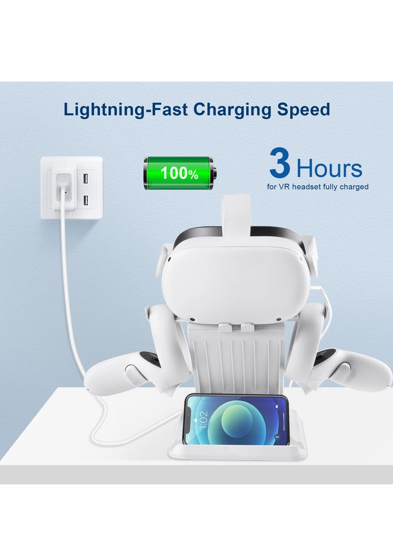 SOLARAE Charging Dock with Wireless Charging for Oculus Quest 2 Stand Accessories Compatible with VR Headset and Touch Controllers, Phone Holder Charging Station - Image 2