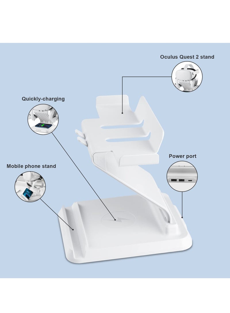 SOLARAE Charging Dock with Wireless Charging for Oculus Quest 2 Stand Accessories Compatible with VR Headset and Touch Controllers, Phone Holder Charging Station - Image 4