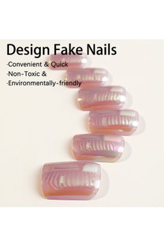 JOSQUEWNN Press On Nails ,24Pcs,Fashionable Wearable Nail Art Stickers,Short Electroplated Removable Nail Tips,Effortlessly Create Unique Nail Charm,Fake Acrylic Nails With Glue Kit.  - Image 3