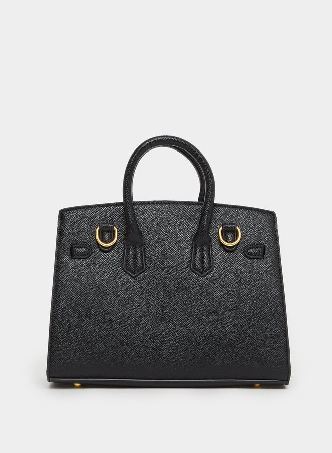 Styli Black Twist Lock Handbag with Purse Charm - Image 2