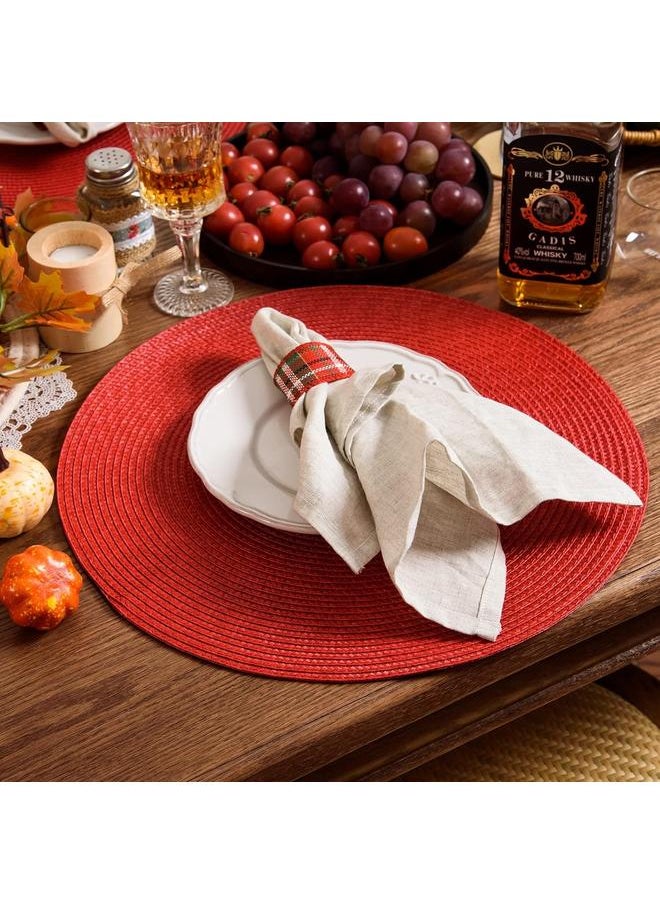 yongsheng Round Braided Placemats Table Mats Washable Round Placemats for Kitchen Dining Table 15 inch Non-Slip Round Table Mats  - Image 5