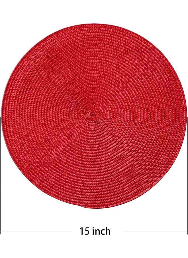 yongsheng Round Braided Placemats Table Mats Washable Round Placemats for Kitchen Dining Table 15 inch Non-Slip Round Table Mats  - Image 3