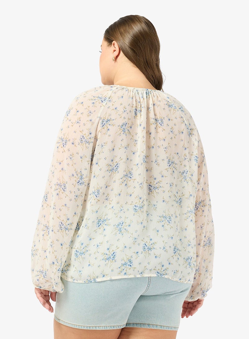 جينجر بلس بلوزة بأزرار مزينة بالزهور - Image 5