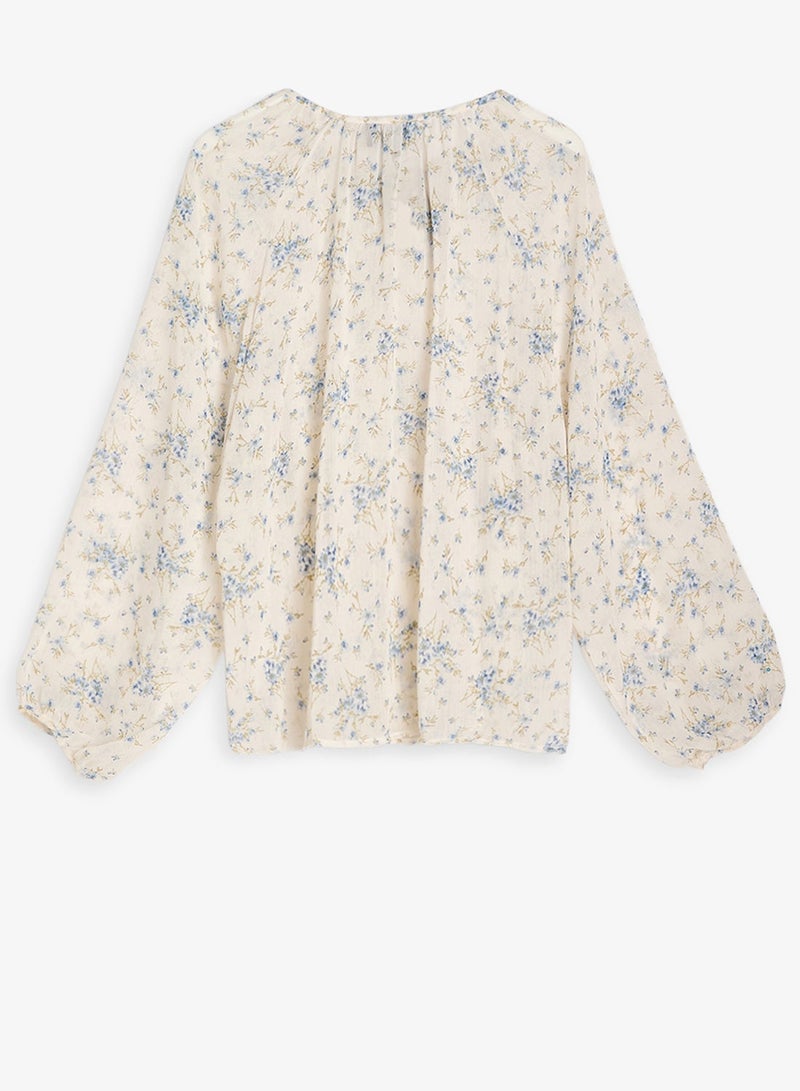 جينجر بلس بلوزة بأزرار مزينة بالزهور - Image 2