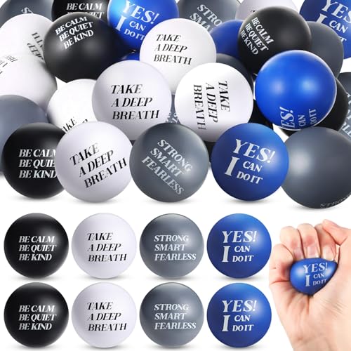 Zomiboo 20 Pieces Motivational Stress Balls Bulk for Adults Back to School Gifts Fidget Inspirational Funny Toys Squeeze Balls Employee Appreciation Gift for Adult Goodie BagBright Color - Image 1