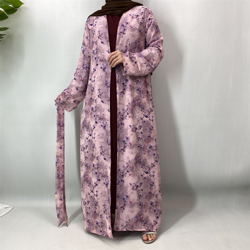 Fashion Double-Layer Chiffon Printed Cardigan - Image 1