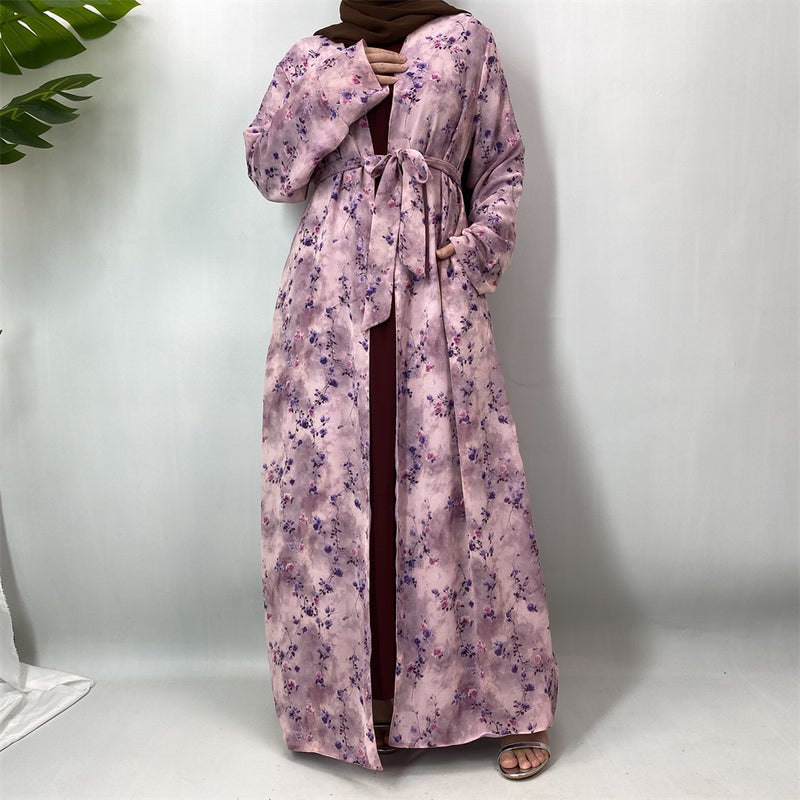 Fashion Double-Layer Chiffon Printed Cardigan - Image 3