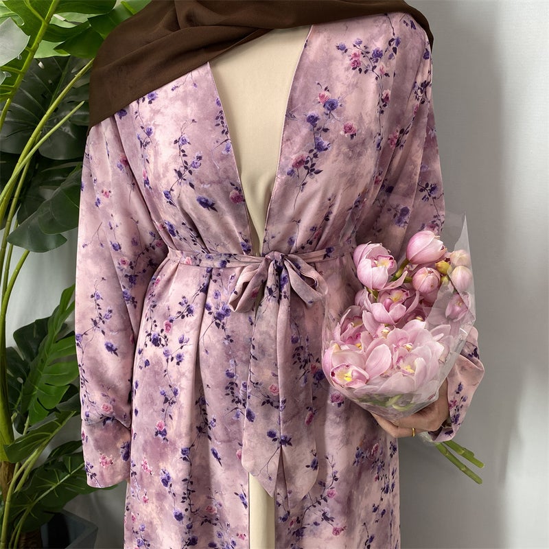 Fashion Double-Layer Chiffon Printed Cardigan - Image 4