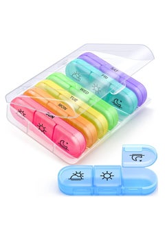 COOLBABY Weekly Pill Organizer 3 Times a Day, Portable Travel Pill Box 7 Day with Large Pill Containers, Light-Proof Pill Case for Vitamins, Medication, Supplements and Fish Oils