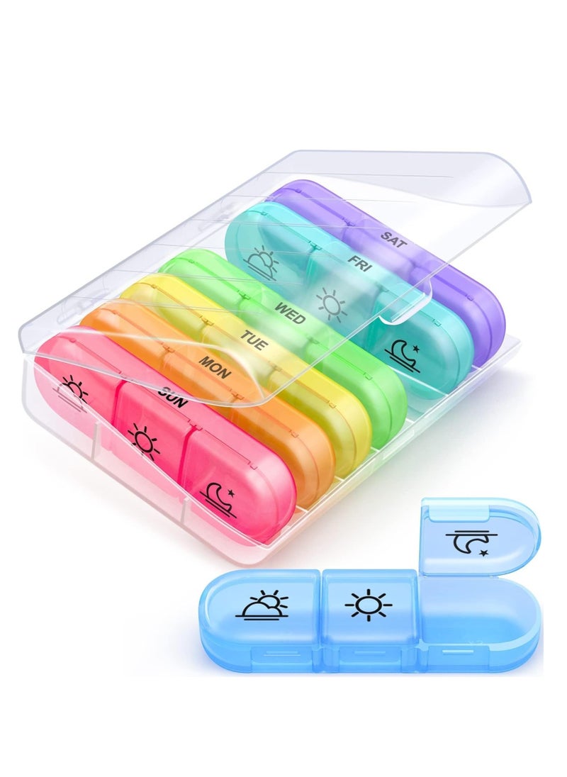 Cool Baby - COOLBABY Weekly Pill Organizer 3 Times a Day, Portable Travel Pill Box 7 Day with Large Pill Containers, Light-Proof Pill Case for Vitamins, Medication, Supplements and Fish Oils - Image 1