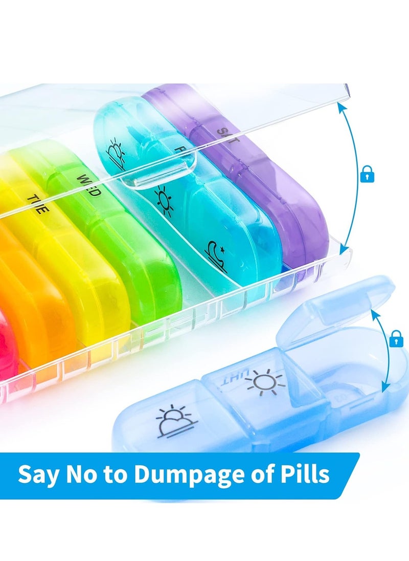 Cool Baby - COOLBABY Weekly Pill Organizer 3 Times a Day, Portable Travel Pill Box 7 Day with Large Pill Containers, Light-Proof Pill Case for Vitamins, Medication, Supplements and Fish Oils - Image 1