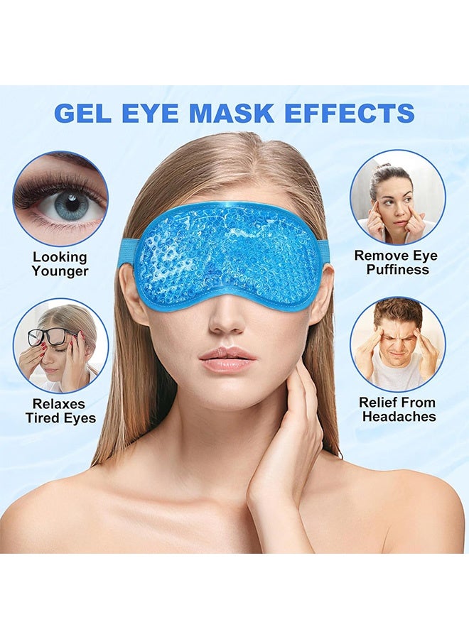 2PCS Hot And Cold Therapy Gel Beads Ice Eye Mask Cooling Gel Ice Eye Mask Reusable Hot Cold Pack Compress For Stress Relief Headaches Migraines Puffiness Dark Circles Puffy Eye And Dry Eyes Green&Blue - Image 3