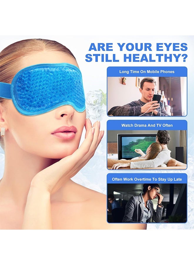 2PCS Hot And Cold Therapy Gel Beads Ice Eye Mask Cooling Gel Ice Eye Mask Reusable Hot Cold Pack Compress For Stress Relief Headaches Migraines Puffiness Dark Circles Puffy Eye And Dry Eyes Green&Blue - Image 2