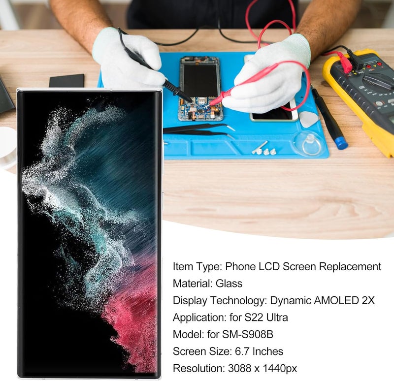 Yoidesu Original for S22 Ultra, OLED LCD Display Touch Screen Digitizer Assembly S22ultra SM S908B LCD Screen Replacement with Frame, 6.7 Inch (Gold) - Image 5