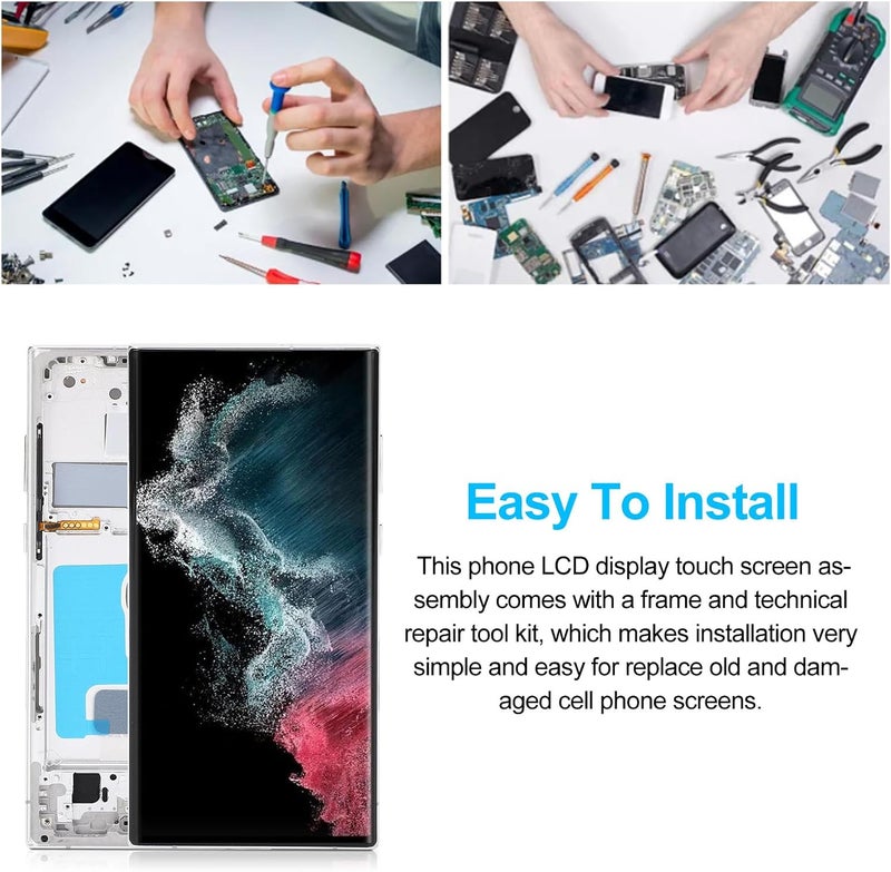 Yoidesu Original for S22 Ultra, OLED LCD Display Touch Screen Digitizer Assembly S22ultra SM S908B LCD Screen Replacement with Frame, 6.7 Inch (Gold) - Image 3