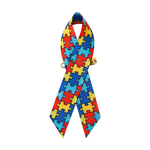 200 Pieces Autism Awareness Ribbons with Safety Pins Grosgrain Ribbon 14  3 inch