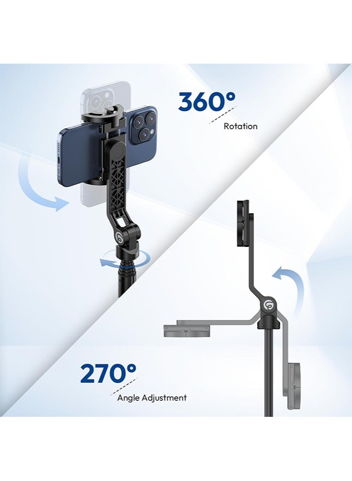 Ulanzi ULANZI TT88 Magnetic Tripod for iPhone, 57" Extendable Selfie Stick with Remote, 2-in-1 Phone Clip & Dual Cold Shoe Mounts - Lightweight Phone Tripod Stand for Vlogging, Travel, Video Recording, Black - Image 5