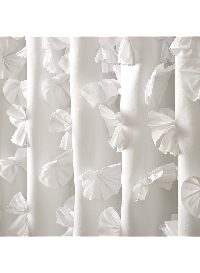 إيروريكس ستارة حمام رايلي 72 بوصة عرض × 72 بوصة طول، ستارة حمام بيضاء فاخرة مع أقواس، نسيج ساحر، إكسسوار حمام أنيق ورومانسي، ديكور حمام عتيق - Image 2