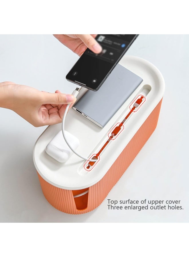 Eworld Cable Management Box – Plastic Cord Organizer with Lid, Power Strip & Wire Storage Box for Home and Office, Assorted Colors - Image 4